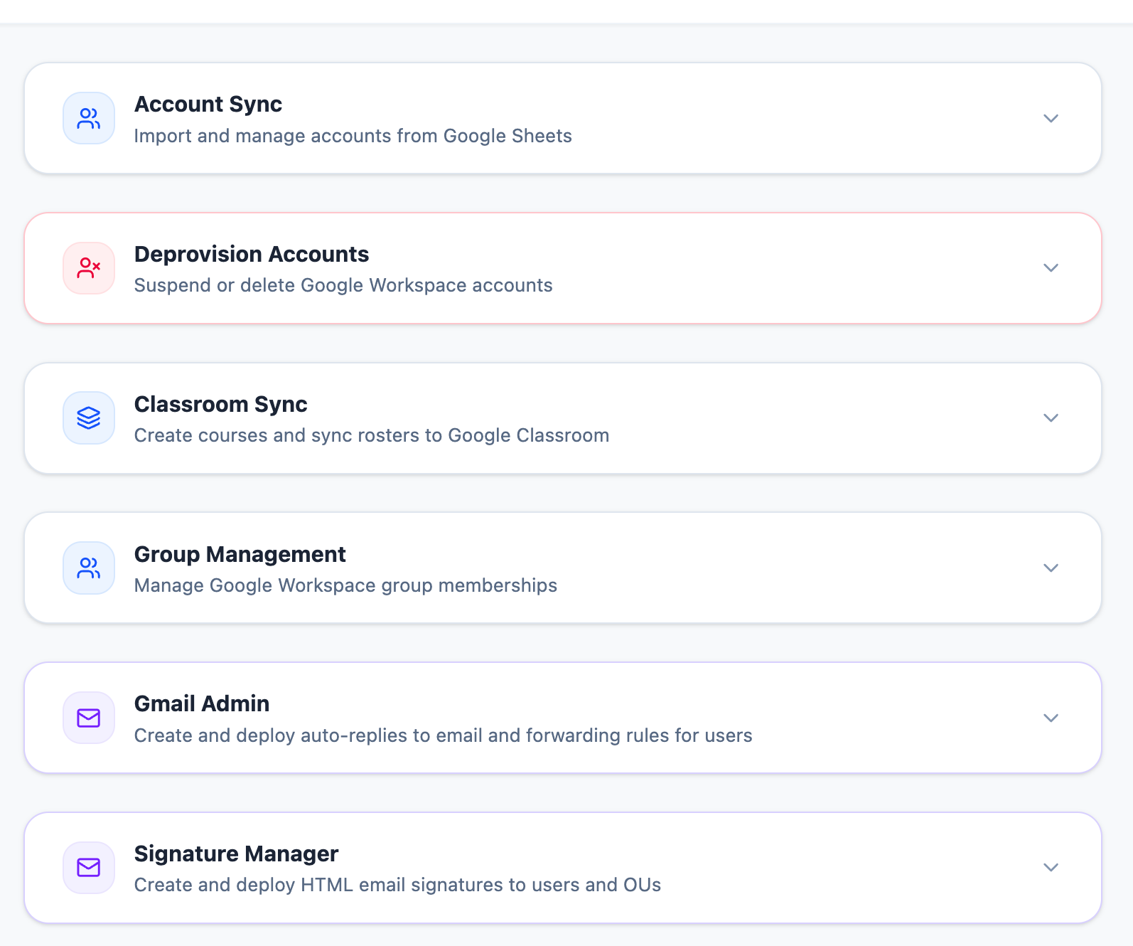 gSync dashboard — Google Workspace management for schools